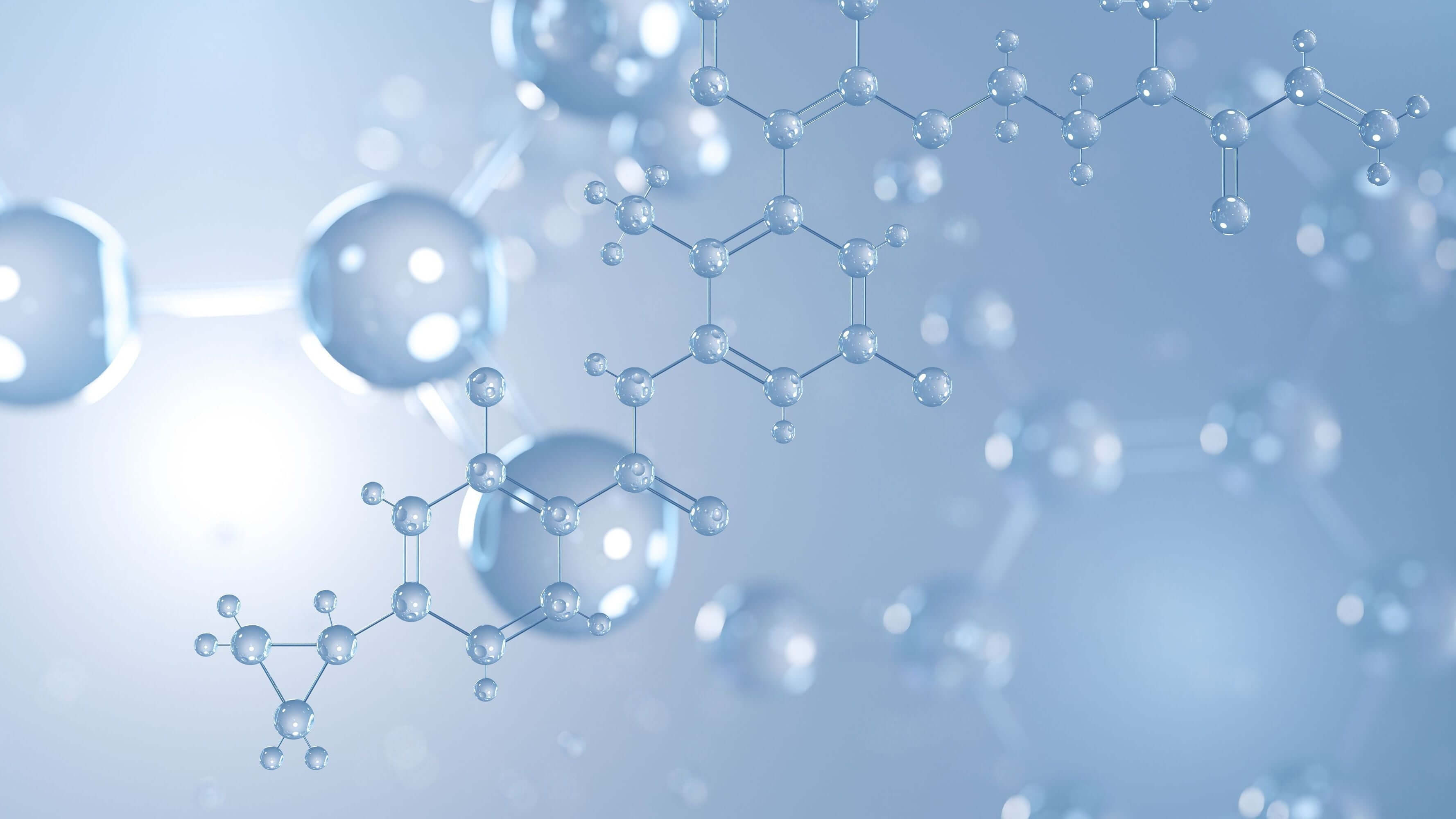 Molecular structure representation emphasizing bio-identical nutrition benefits in scientific research.