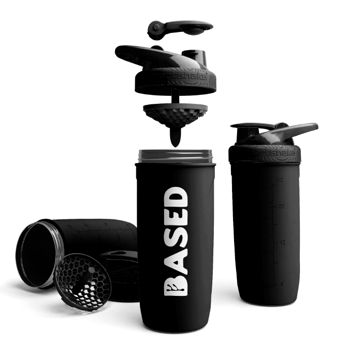 BASED Steel Shaker | 900ml Black with parts displayed for a modern and durable design.